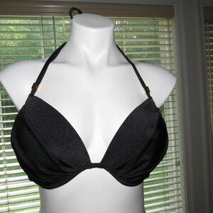 VICTORIA’S SECRET Tease Halter Black Swim Top 36 D